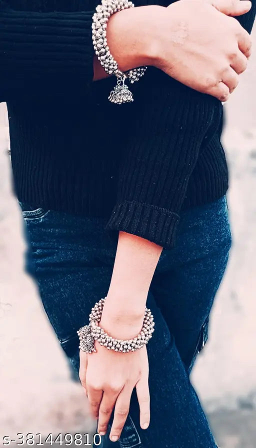 Silver Sterling Silver Kada (Pack of 2)