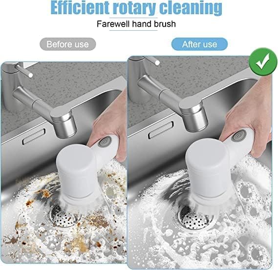 Electric Cleaning Brush, Electric Rotary Cleaning Brush with 3 Brush Heads Insulator Polisher Bathroom Shower Tub Kitchen Stove Floor Car