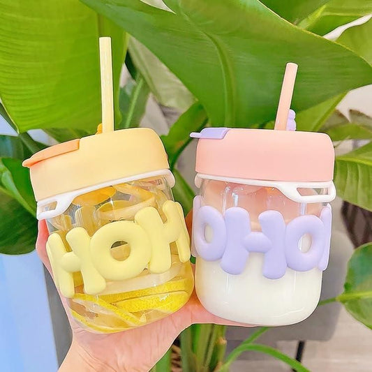 Glass Tumbler Mug with Lid & Silicon Sleeve