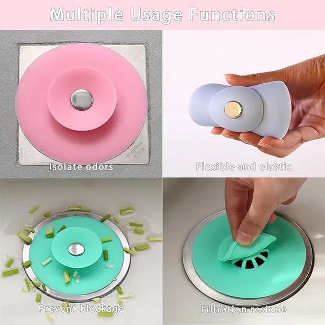 Universal Stopper and Strainer, Strainer and Drain Collapsible Silicone Kitchen Sink Drain Stopper, Catch Food Particles